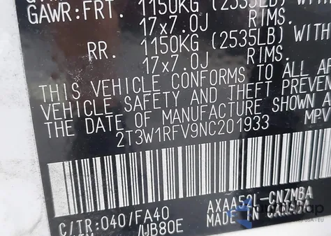 2022 Toyota Rav4 Xle из США, поврежденный, VIN 2T3W1RFV9NC201933